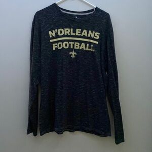 Men’s New Orleans Saints Fanatics Long Sleeve Shirt Size Large Grey/Yellow NFL